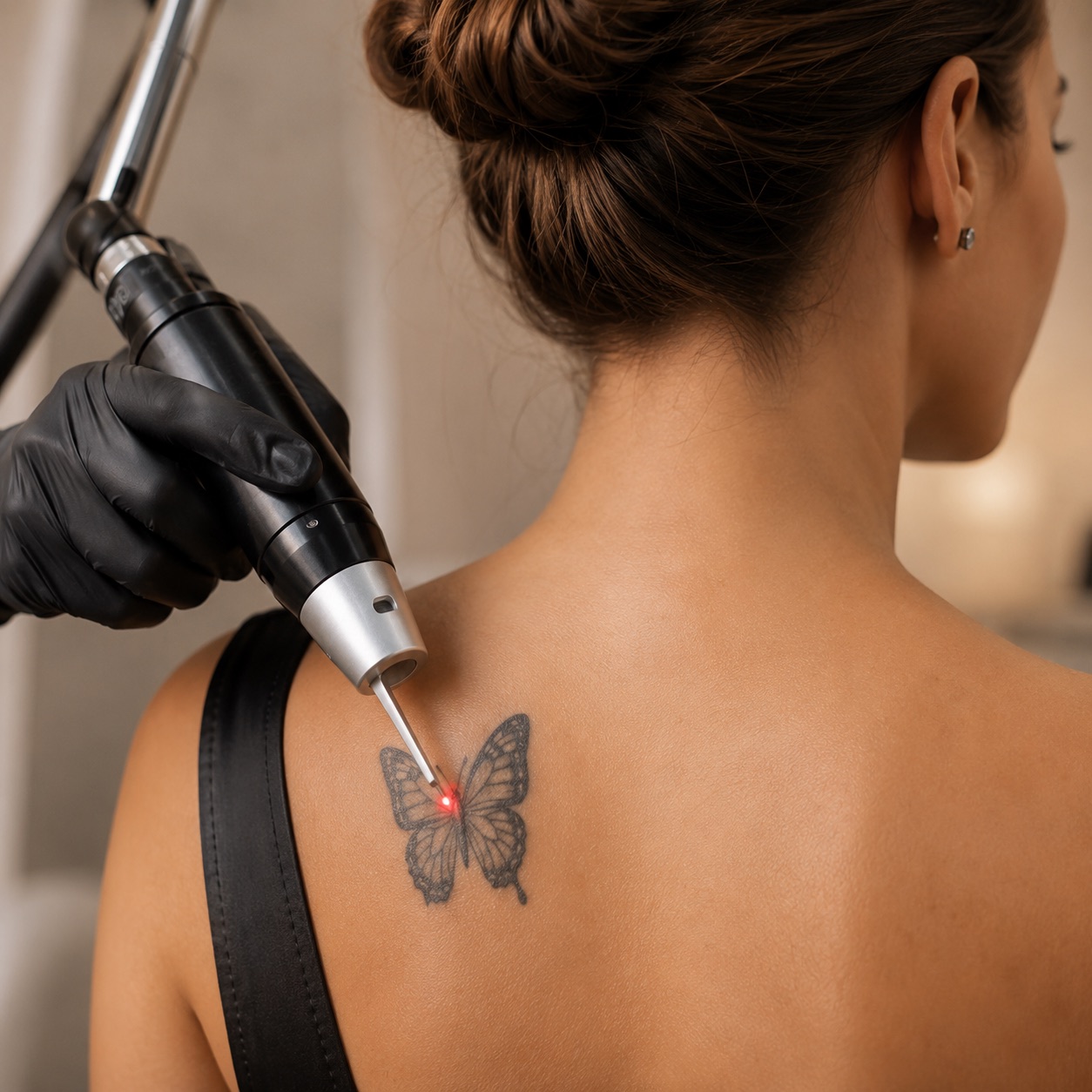 PicoSure tattoo removal on the upper back at Austin Med Spa, Austin TX
